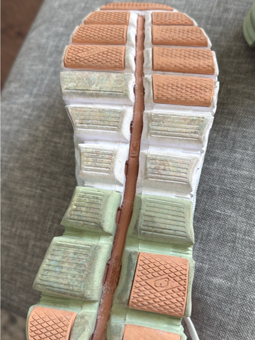 On Running Women's Running Shoe in Mint, Peach and White - Picture 3 of 3